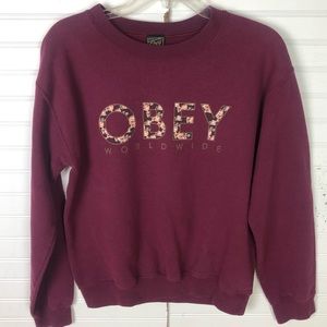 Obey Worldwide Maroon Sweatshirt Sz S